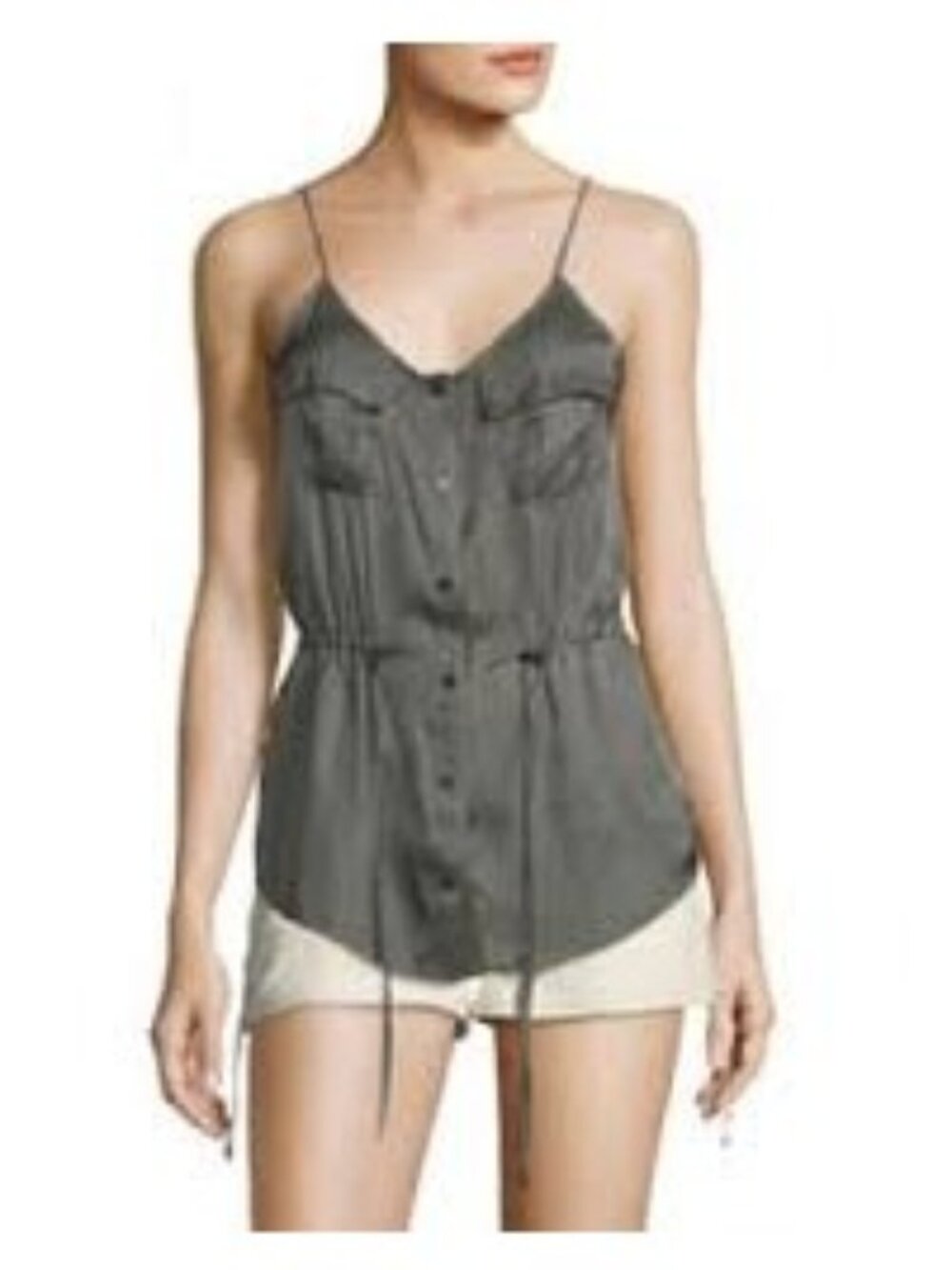 Haute Hippie Getaway Snap-Front Camisole With Drawstring Waist